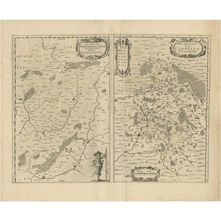 Antique Map of Vermandois and Cappelle attributed to Janssonius, 1650 For Sale