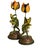 Late 20th Century Vintage Whimsical Pair of Bronze and Tole Frogs & Flower Candlesticks. For Sale - Image 5 of 7