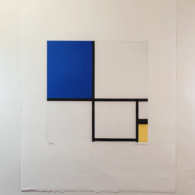 Piet mondrian limited edition lithograph. limited series numbered in pencil n 122 of 200 . it features the authorized...