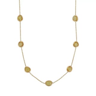 Modern 8.25ct Yellow Sapphire 18k Gold Link Station Chain Necklace For Sale