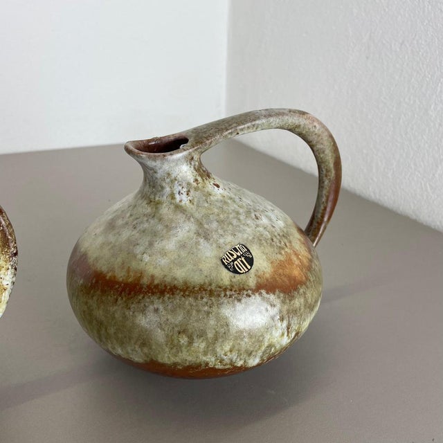 Brown Pottery Vases 313 by Kurt Tschörner for Ruscha, Germany, 1960s, Set of 2 For Sale - Image 8 of 18