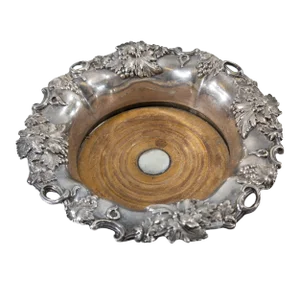 20th Century English Sheffield Silverplate Wine Coaster With Grape Motif