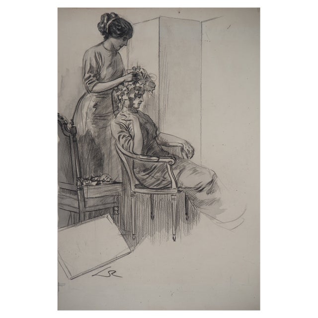 Alméry Lobel-Riche, Chez la coiffeuse, Drawing For Sale
