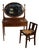1900s Antique English Hepplewhite Mahogany Inlaid Vanity Desk Mirror and Chair For Sale