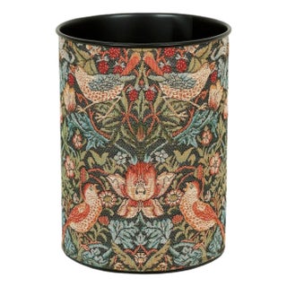 Strawberry Thief - Charcoal Tapestry Waste Bin For Sale