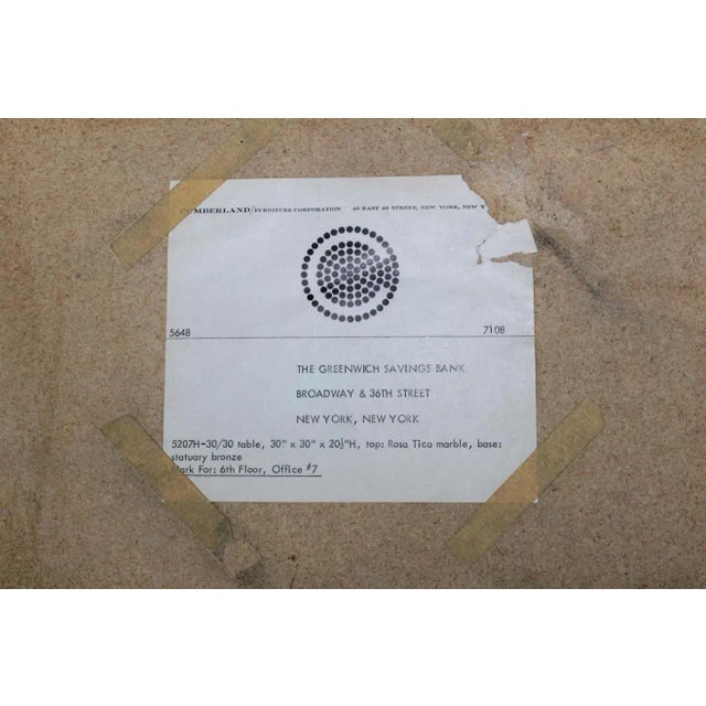 1960s 1960's Mid-Century Modern Bronze and Rosa Tica Marble Custom Made Coffee Table For Sale - Image 5 of 13