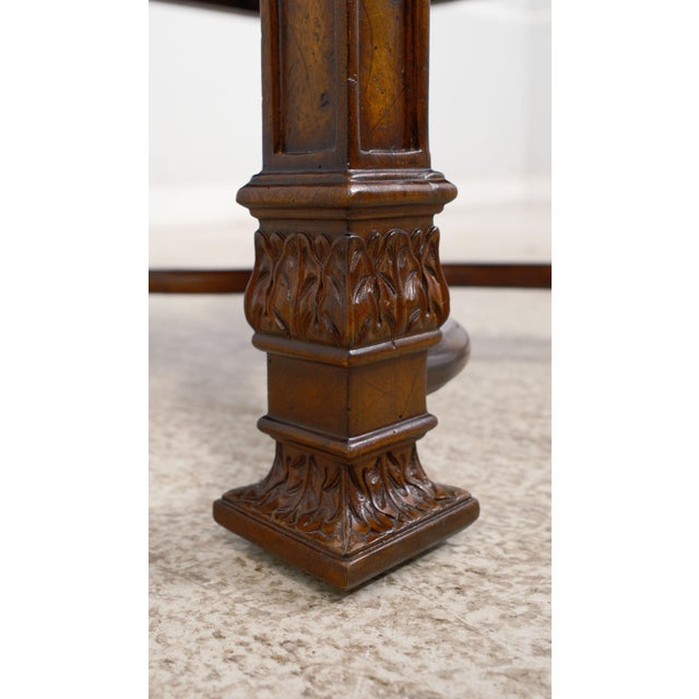 Theodore Alexander Leather Top Distressed Mahogany End Table For Sale - Image 9 of 12