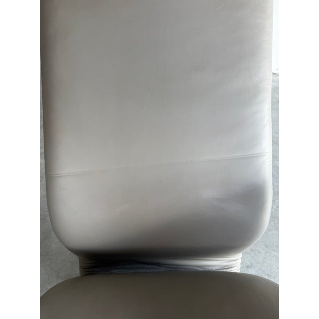 Vintage Sculptural Post Modern Gray Leather Lounge Chair Pair For Sale - Image 11 of 13