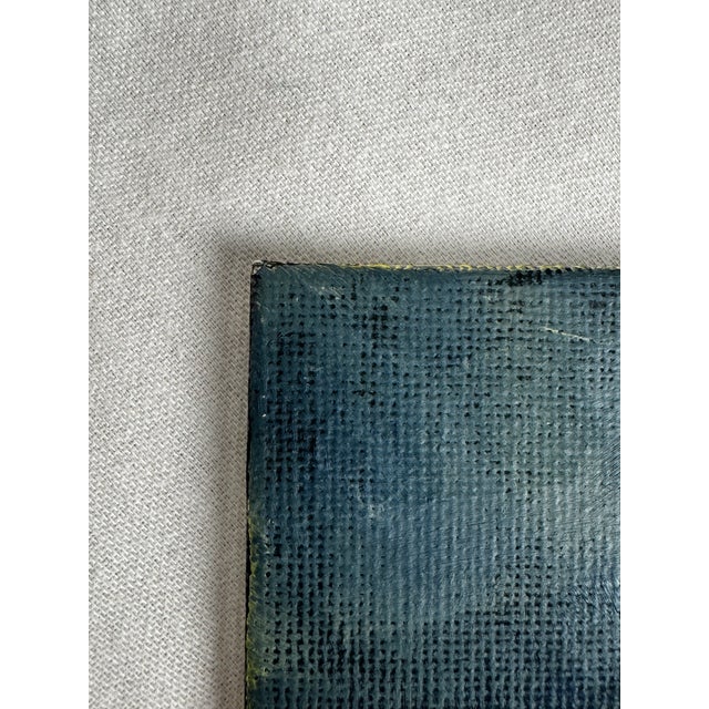 Vintage Traditional Dutch Sill Life ‘Lemon’ Small Original Oil Painting in Ink Blue, Yellow, Dark Green For Sale In Houston - Image 6 of 11