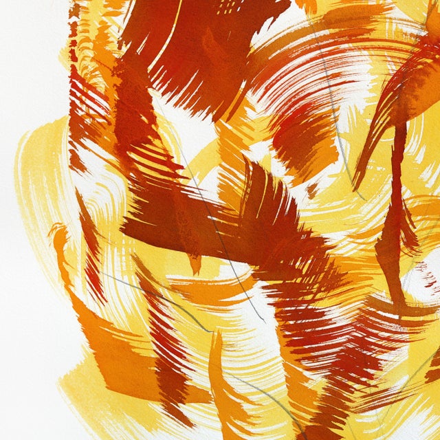 Autumn Tree 1 - Original Expressionist Tree Landscape Ink Painting on French Linen Paper by Bettina Mauel For Sale - Image 4 of 6