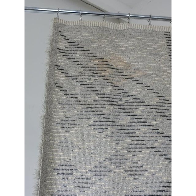 Mid-Century Gray Wool Rya Rug, Sweden, 1960s For Sale - Image 6 of 8