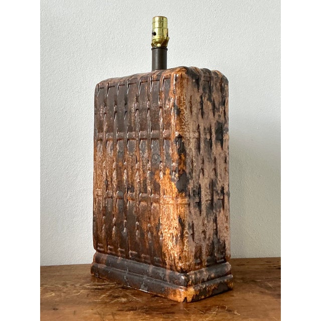 Ceramic Vintage Boho Monumental Ceramic Weave Lamp For Sale - Image 7 of 12