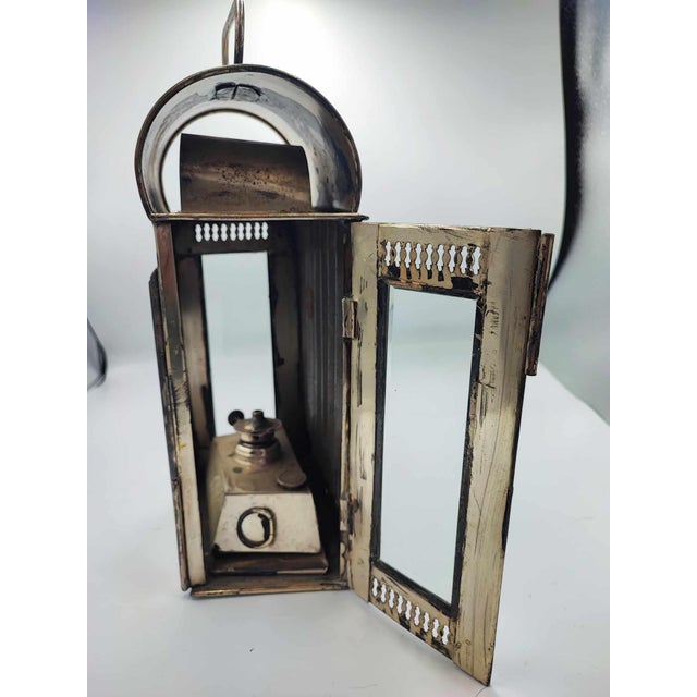 Brass and Nickel-Plated Railway Kerosene Lamp, 1930 For Sale - Image 11 of 16