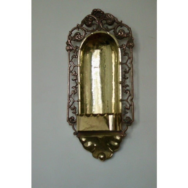 Antique Swedish Arts & Craft Copper & Brass Sconces, Set of 2 For Sale - Image 12 of 16