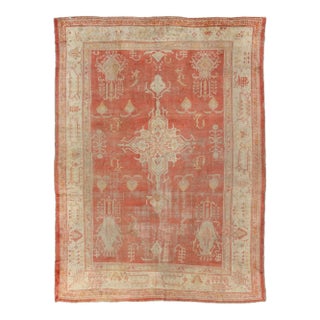 Antique Turkish Oushak Rug With Soft Apricot Field and Faded Cream 11'5 X 15'0 For Sale