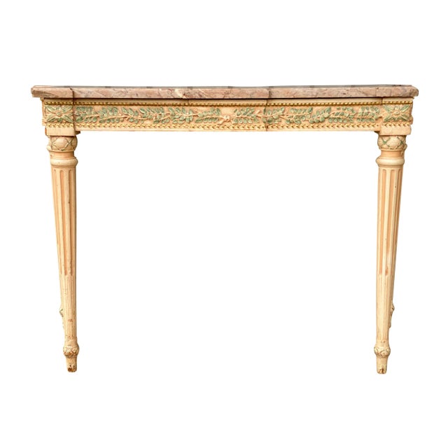 Maison Jansen Painted Marble-Top Console Tables - a Pair For Sale - Image 10 of 13