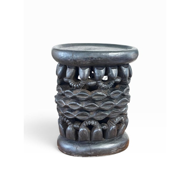 Vintage Tribal Nobility Bamileke Oval Stool/Table Cameroon 16" H For Sale - Image 4 of 10