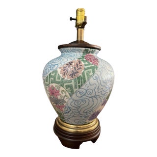 Vintage Frederick Cooper Chicago Asian Revival Porcelain Ginger Jar Table Lamp For Sale