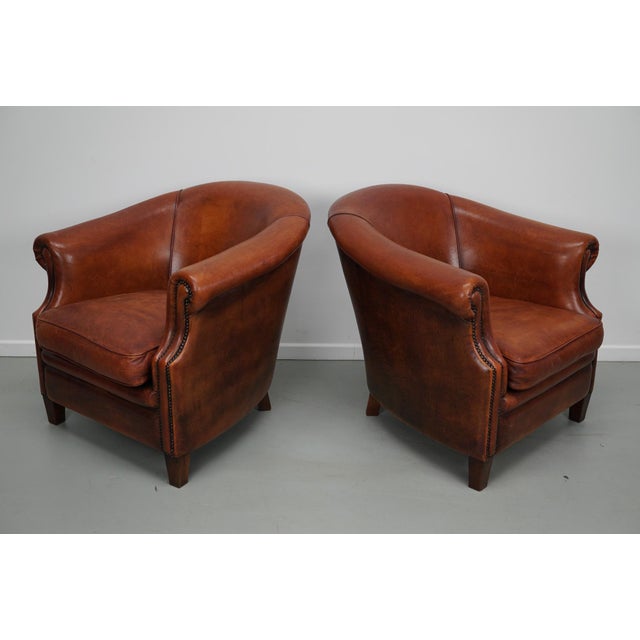 Vintage Dutch Cognac Leather Club Chair, 1970s, Set of 2 For Sale - Image 12 of 18