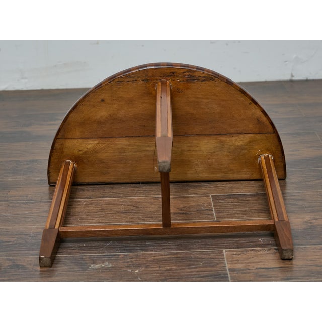 Tramp Art Demi-Lune Console Table with Geometric Marquetry, circa 1900 For Sale - Image 11 of 12
