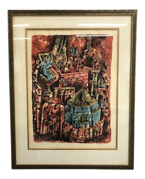 Abstract Modern Modern Lithograph Yosef Stern Signed Print 1960