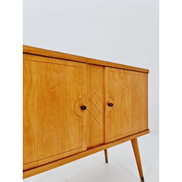 Brown Mid-Century Modern German Ash and Beech Sideboard, 1950s For Sale - Image 8 of 14