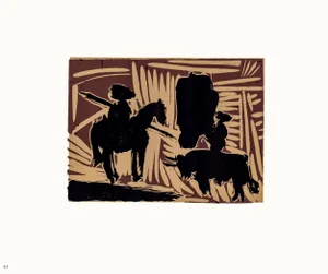 1962 Pablo Picasso Linocut Engraving "Before the Goading of a Bull" (Small)