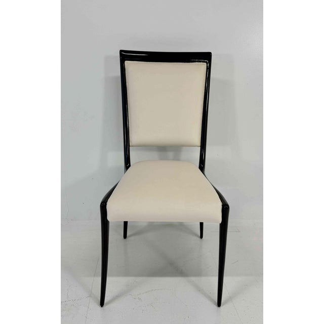Chairs in Black Lacquered Wood and Velvet by Vittorio Dassi, 1950s, Set of 8 For Sale - Image 10 of 12