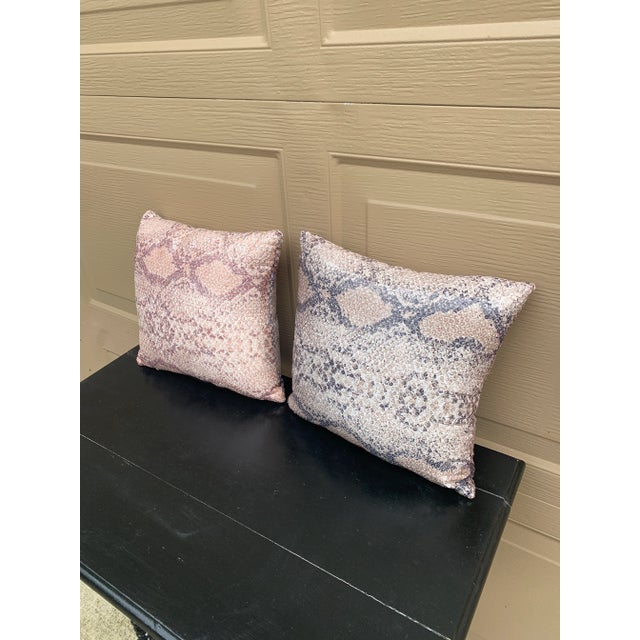 Early 21st Century Faux Snakeskin Throw Pillows- Set of 2 For Sale - Image 5 of 6