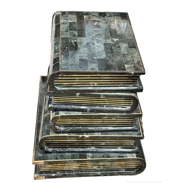1970s Maitland Smith Tessellated Green Marble Book Box Side Table For Sale In Chicago - Image 6 of 12