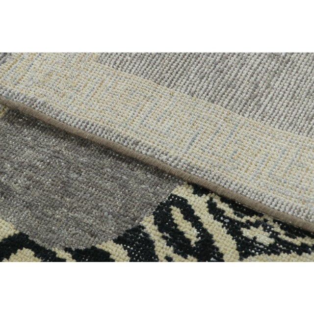 Textile Rug & Kilim’s Distressed Tiger Runner Rug in Gray With Beige and Black Pictorial For Sale - Image 7 of 8