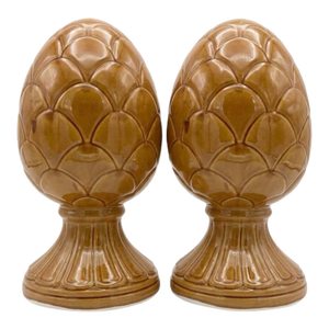 Pair of Vintage Mid-Century Italian Ceramic "Pigna" Pinecone Finials