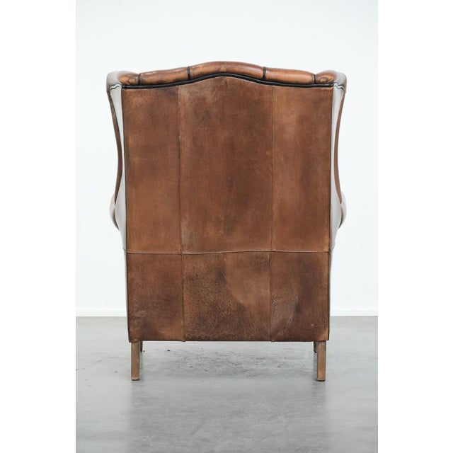 Sheepskin Wing Chair in Leather For Sale - Image 4 of 14