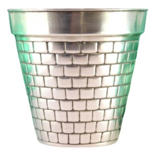 Silver Vase with Mural-Effect Reliefs and Frills on the Rim For Sale