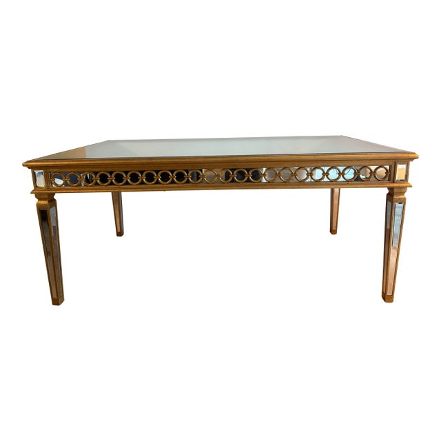 Gold & Mirrored Dining Table For Sale