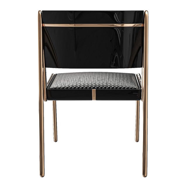 Metal "Vanquish" Chair With Bronze and Tailor Made Leather For Sale - Image 7 of 8