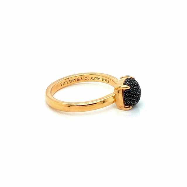 2020s Tiffany & Co. Picasso Black Spinel Sugar Stacks 18k Rose Gold Ring, Size 5 For Sale - Image 5 of 8