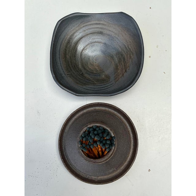 Vintage Original Studio Pottery Match Strike Set For Sale - Image 9 of 12