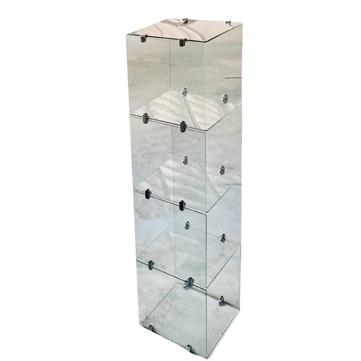 Modular Minimalist Glass + Chrome Display Vitrine | Chairish