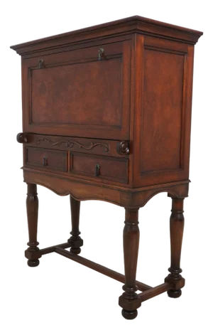 Vintage Mahogany Drop Front Wine Bar Secretary Desk