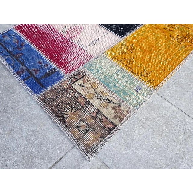 Yellow Mid 20th Century Small Oushak Decorative Wool Rug For Sale - Image 8 of 10