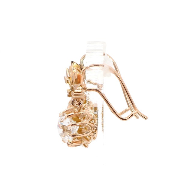 2.50 Carat Old European Cut Lab Diamond & 10k Yellow Gold Vintage Stud Earrings, Pair For Sale - Image 9 of 11