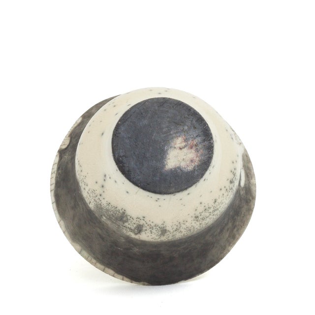 Japanese Modern Black White Crackle Raku Ceramic Patto Vase by Laab Milano For Sale - Image 4 of 5