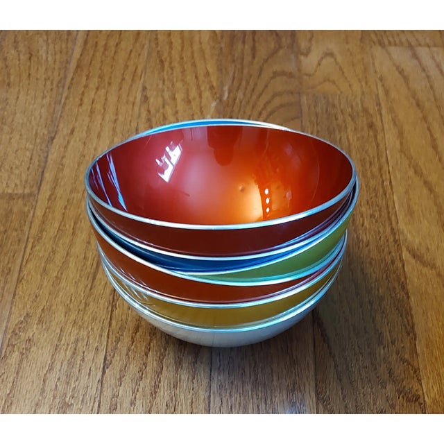 Metal 1960s Danish Modern Emalox Aluminum Snacking Bowl Set- 7 Pieces For Sale - Image 7 of 7