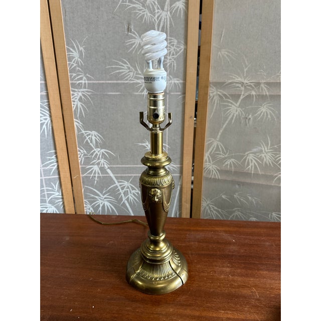 Brass 1970s Brass Skinny Table Lamp With Lion Head Details For Sale - Image 8 of 8