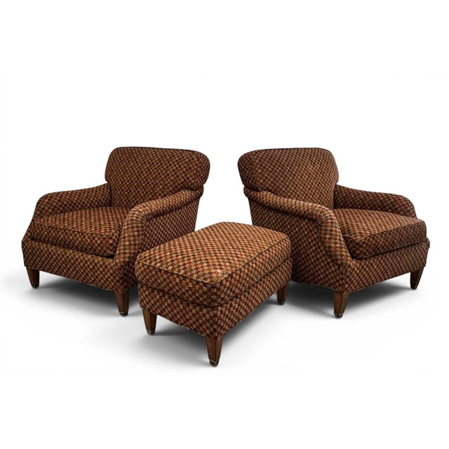 Classic Lewis Mittman Lounge Chairs & Ottoman - 3 Piece Set For Sale In Miami - Image 6 of 13