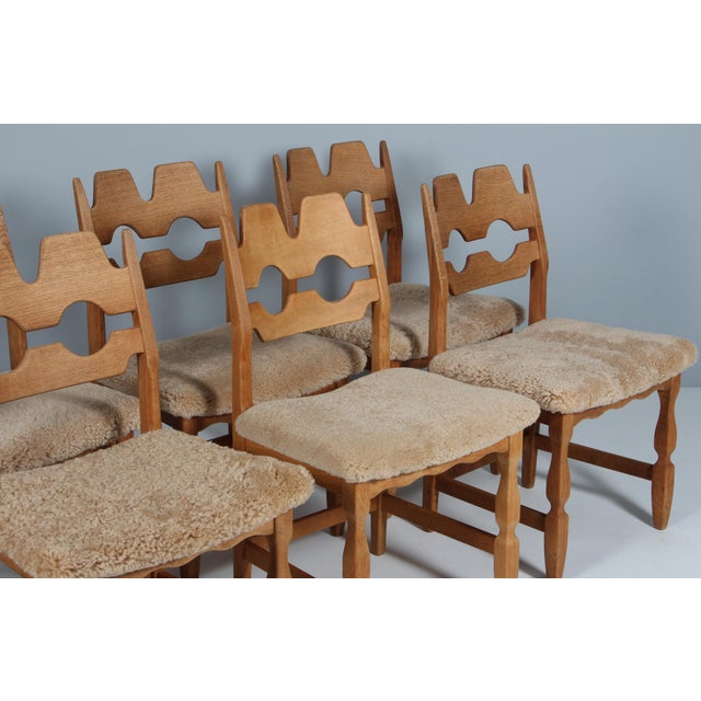Danish Dining Chairs in Oak by Henning Kjærnulf, 1970s, Set of 8 For Sale - Image 3 of 10