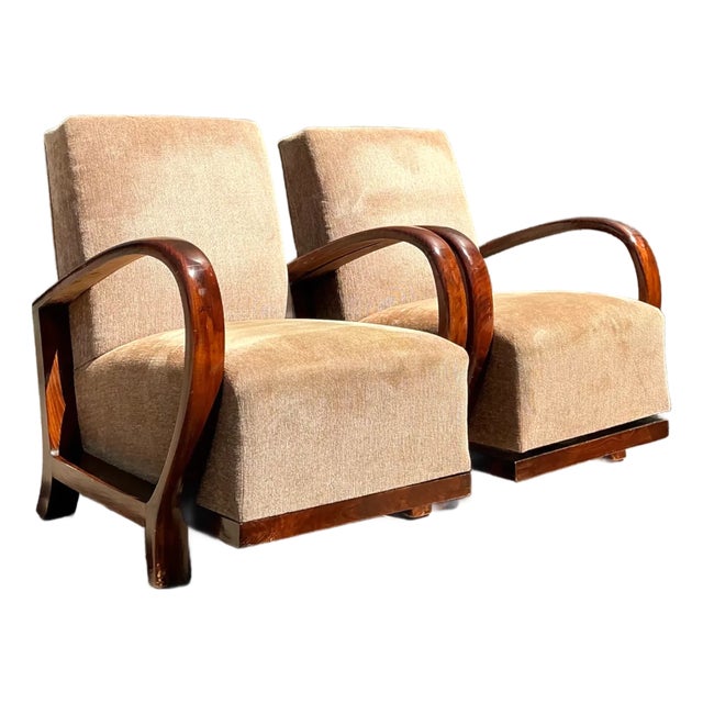 Vintage Art Deco Bentwood Lounge Chairs - Pair For Sale