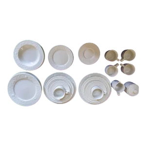 1990s Sango White Christmas 8848 Complete Dinnerware Service for Six - 32 Pieces