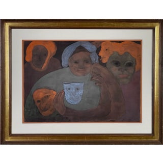 1977 "Mex. 77" Abstract Mixed-Media Painting on Paper by David Humphrey, Framed For Sale